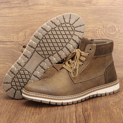 Sebastian Rugged Side-Zip Leather Boots