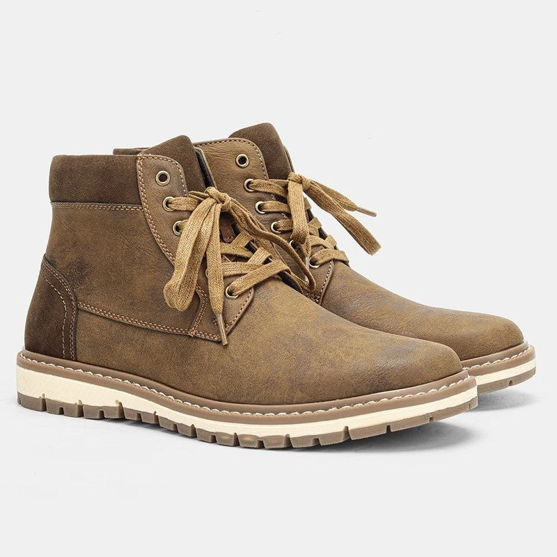 Sebastian Rugged Side-Zip Leather Boots