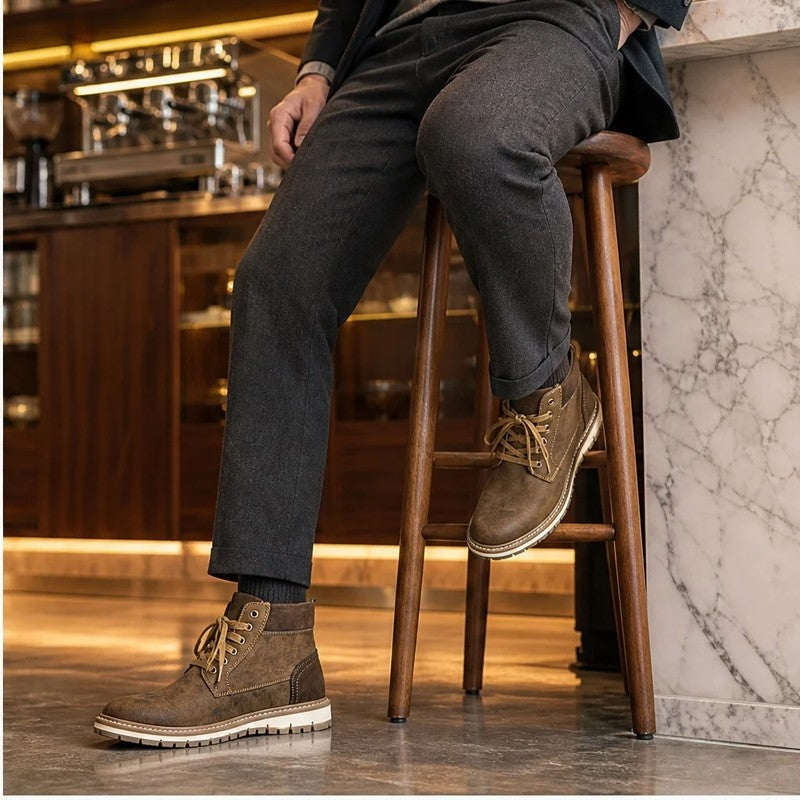 Sebastian Rugged Side-Zip Leather Boots