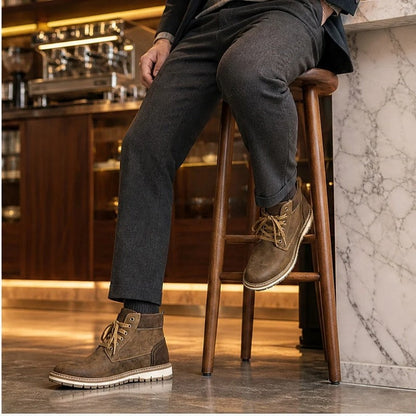Sebastian Rugged Side-Zip Leather Boots
