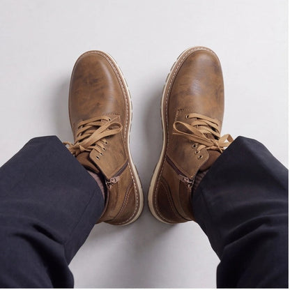 Sebastian Rugged Side-Zip Leather Boots