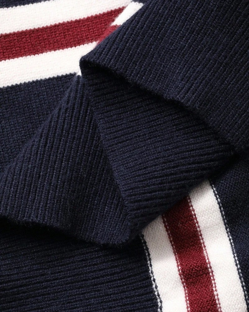 Selene Striped Knit Polo Sweatshirt