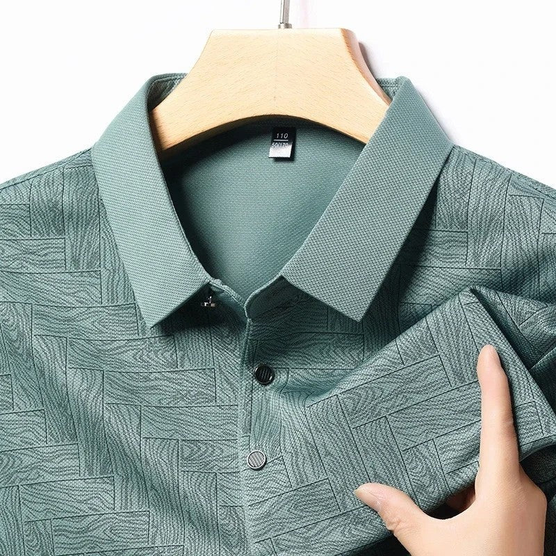 Selvik Textured Knit Button-Up Polo Shirt