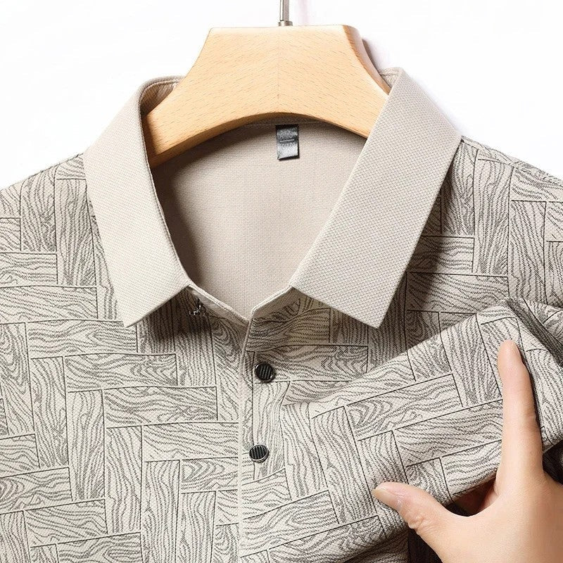 Selvik Textured Knit Button-Up Polo Shirt