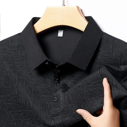 Selvik Textured Knit Button-Up Polo Shirt