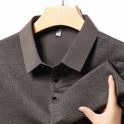 Selvik Textured Knit Button-Up Polo Shirt