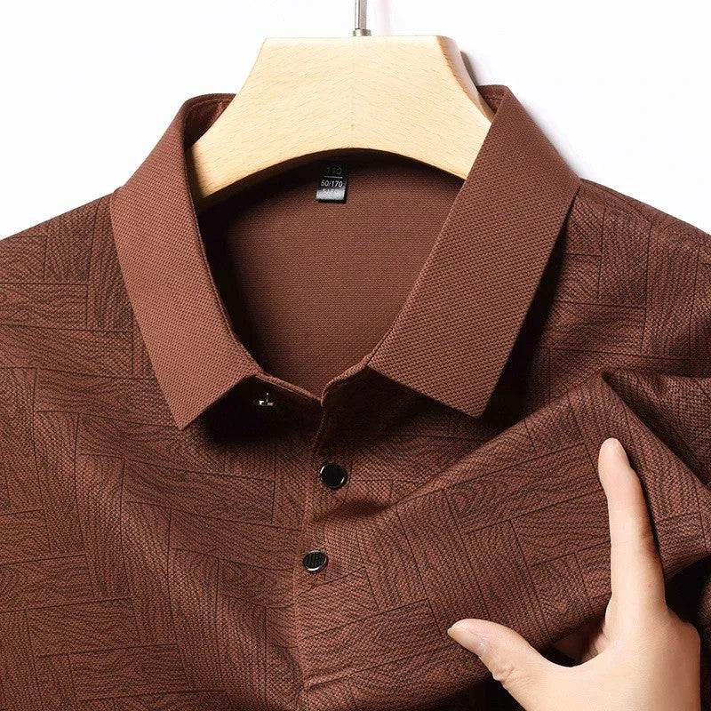 Selvik Textured Knit Button-Up Polo Shirt