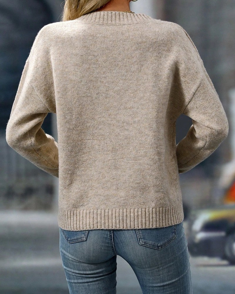 Selvyn Relaxed Knit V-Neck Sweater