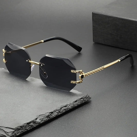 Serela Geometric Rimless Chain Sunglasses