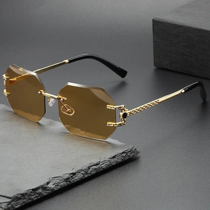 Serela Geometric Rimless Chain Sunglasses