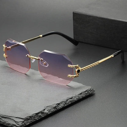 Serela Geometric Rimless Chain Sunglasses