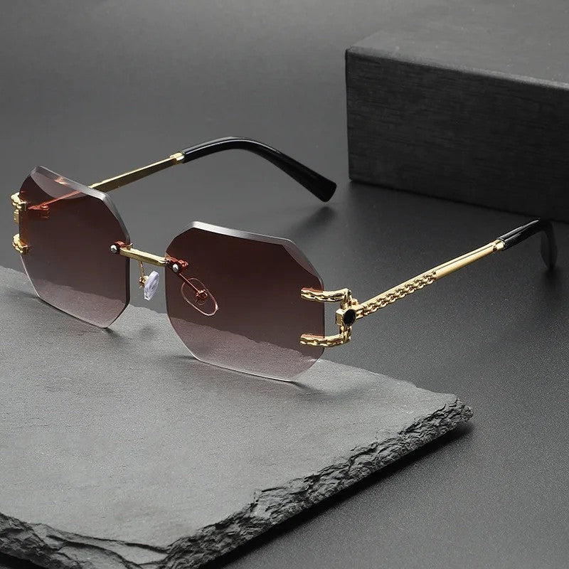 Serela Geometric Rimless Chain Sunglasses