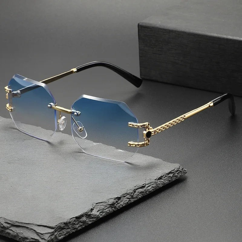 Serela Geometric Rimless Chain Sunglasses