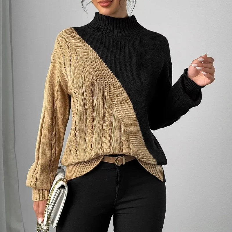 Serenna Cable Knit Mock Neck Sweater