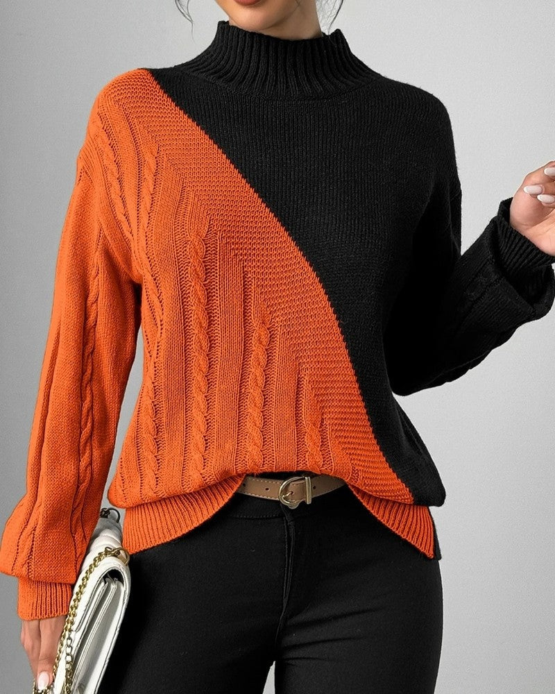 Serenna Cable Knit Mock Neck Sweater