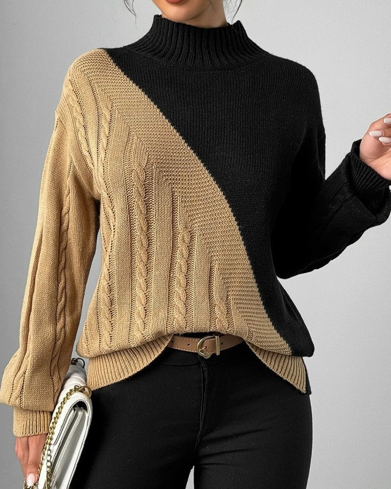Serenna Cable Knit Mock Neck Sweater