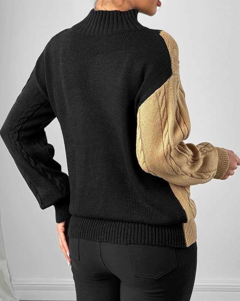 Serenna Cable Knit Mock Neck Sweater
