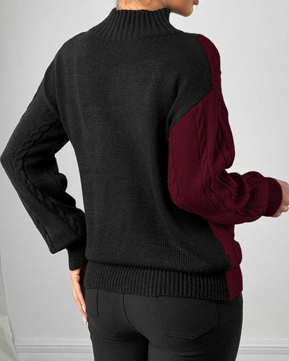 Serenna Cable Knit Mock Neck Sweater