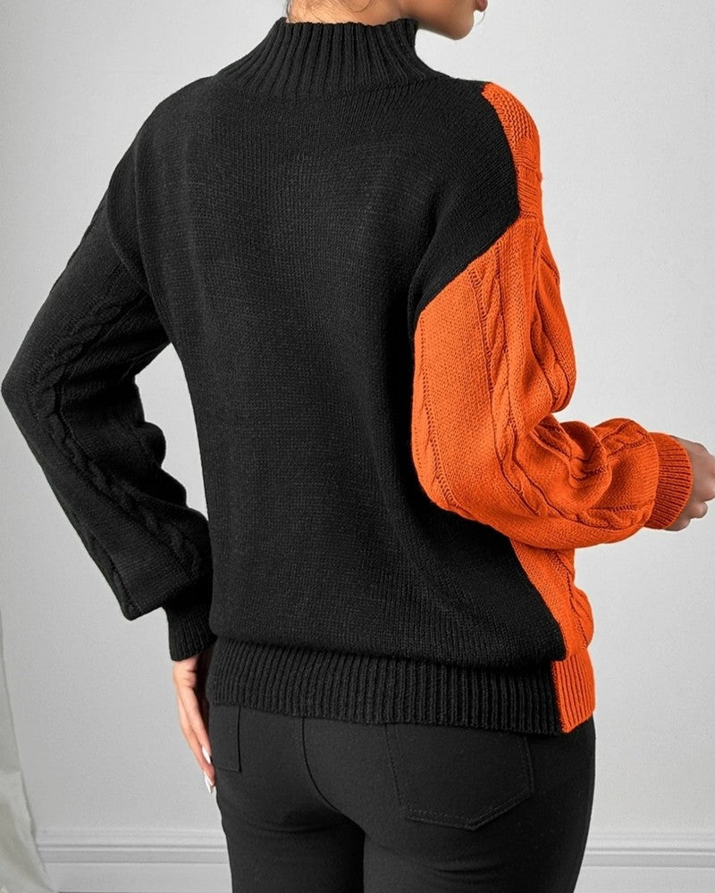Serenna Cable Knit Mock Neck Sweater