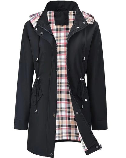 Sienna Hooded Plaid Lined Rain Jacket