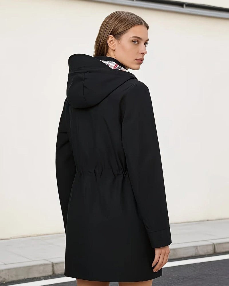 Sienna Hooded Plaid Lined Rain Jacket