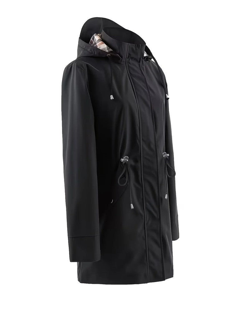 Sienna Hooded Plaid Lined Rain Jacket