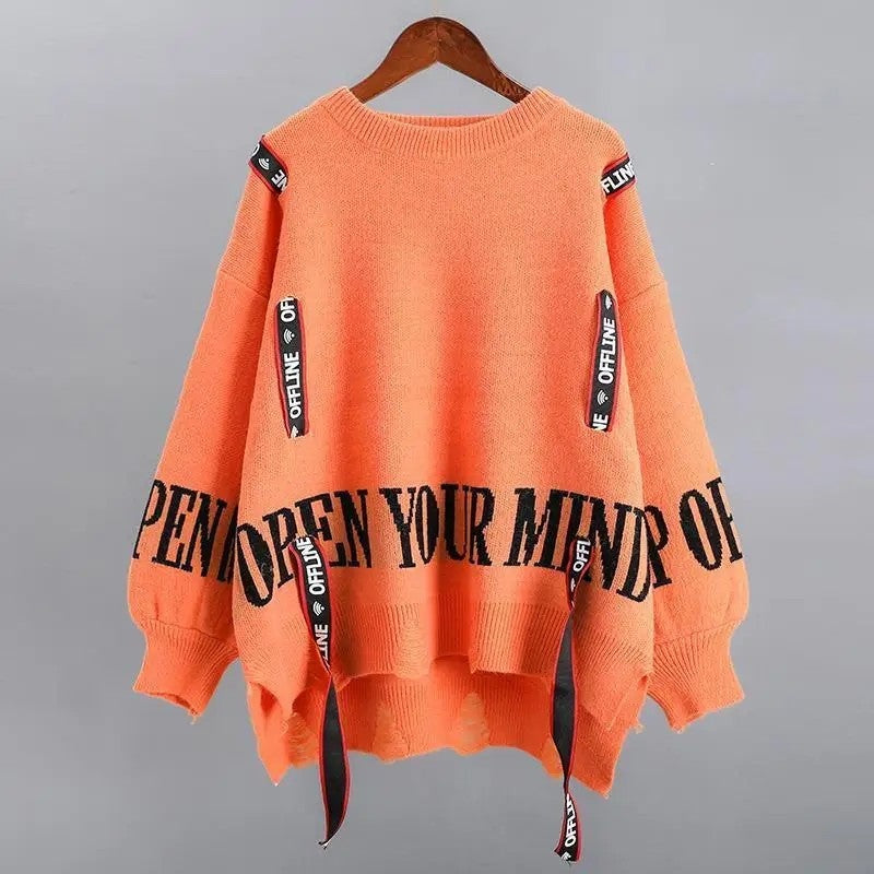 Simone Women's Oversized Graphic Knit Sweater