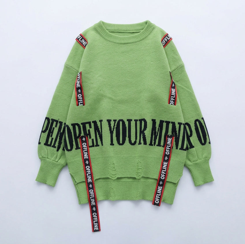 Simone Women's Oversized Graphic Knit Sweater