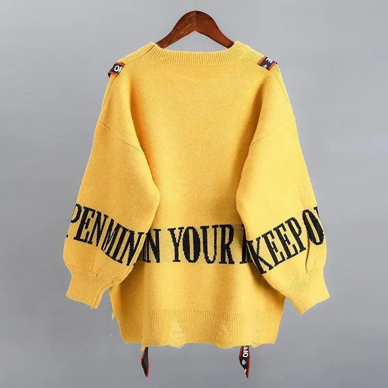 Simone Women's Oversized Graphic Knit Sweater