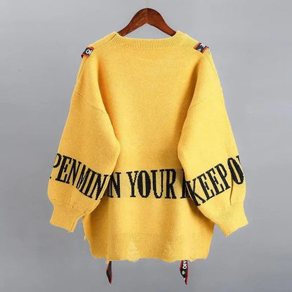 Simone Women's Oversized Graphic Knit Sweater