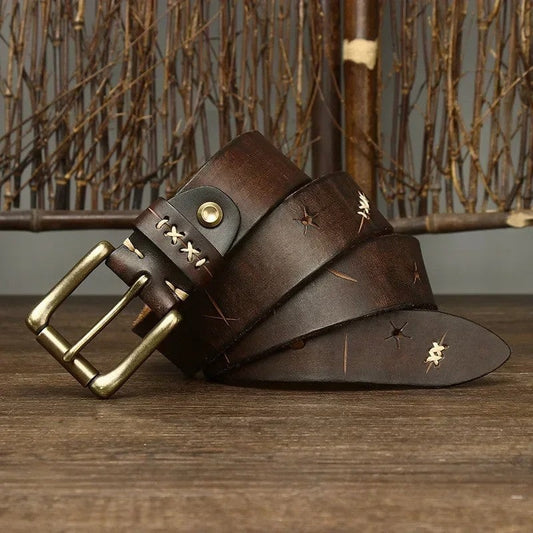 Stitched Rustic Leather Belt