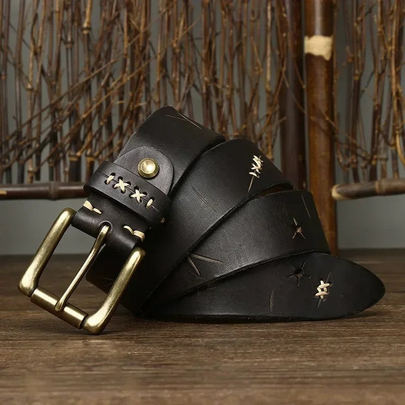 Stitched Rustic Leather Belt