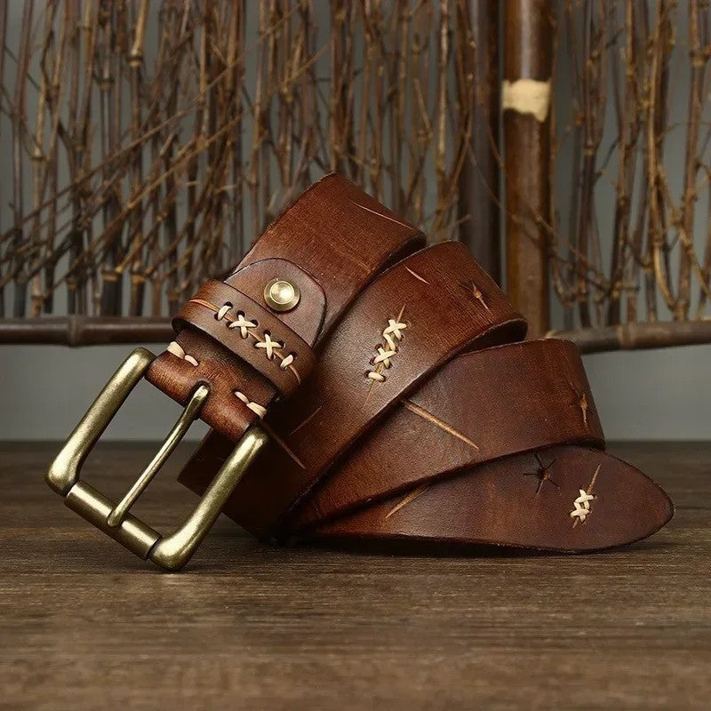 Stitched Rustic Leather Belt