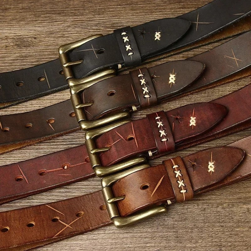 Stitched Rustic Leather Belt