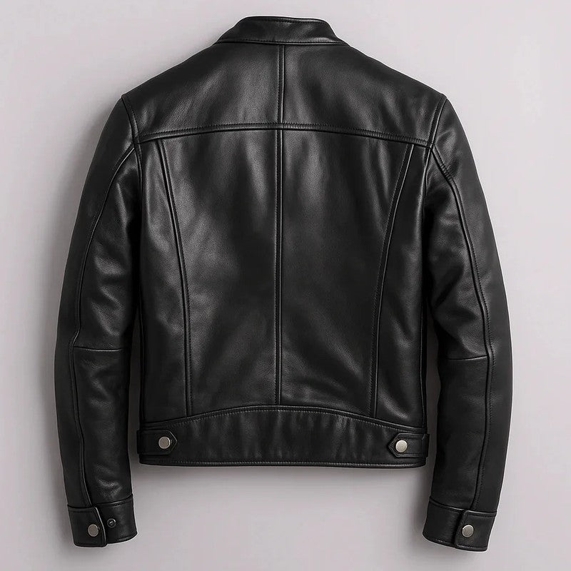 Vandrix Moto Collar Zip Leather Jacket