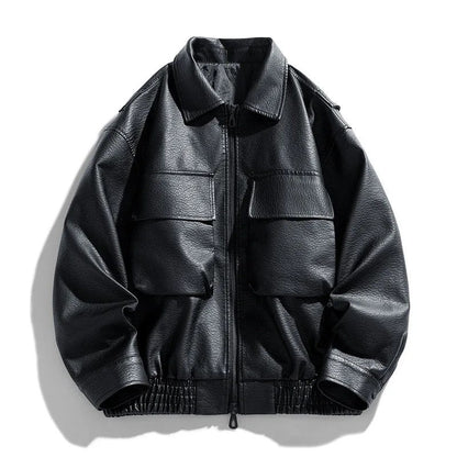 Vandrix Relaxed Faux Leather Bomber Jacket