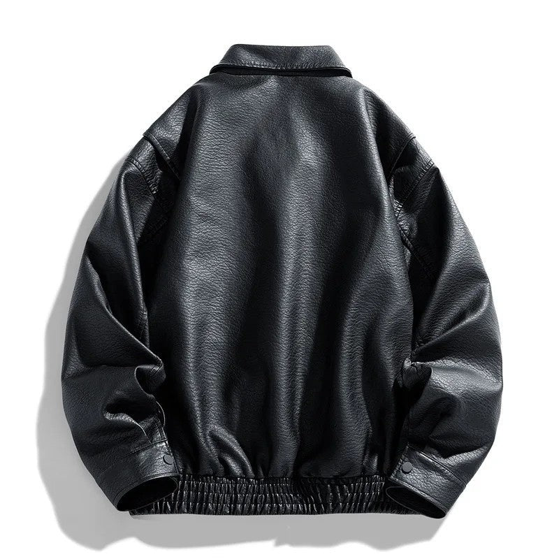 Vandrix Relaxed Faux Leather Bomber Jacket