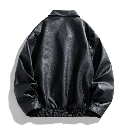 Vandrix Relaxed Faux Leather Bomber Jacket