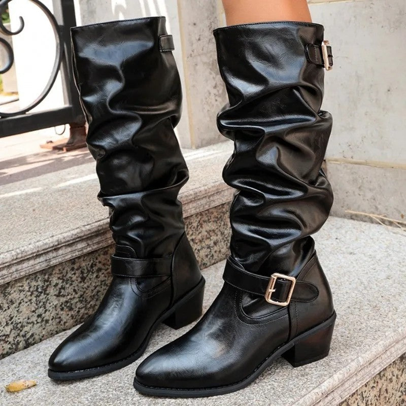 Vera Slouchy Buckle Knee Boot