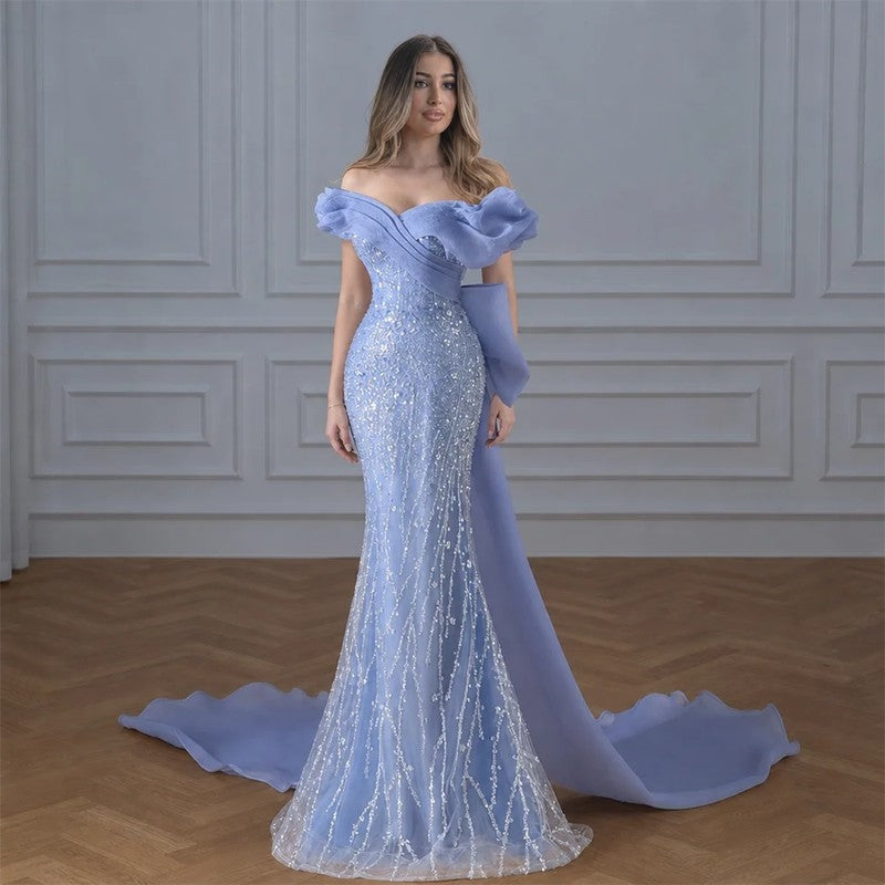 Verena Off-Shoulder Tulle Embellished Gown