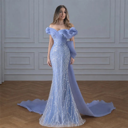 Verena Off-Shoulder Tulle Embellished Gown