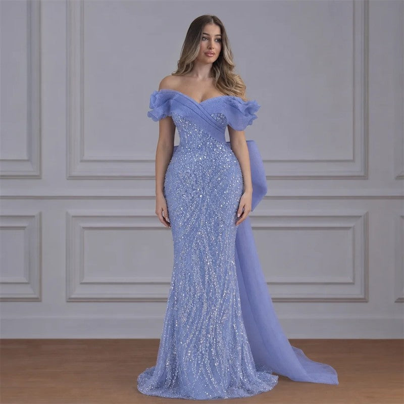 Verena Off-Shoulder Tulle Embellished Gown