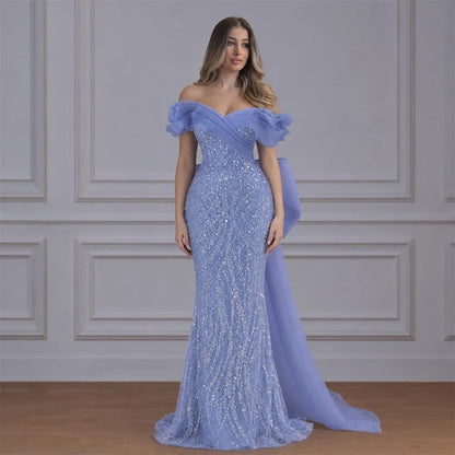 Verena Off-Shoulder Tulle Embellished Gown