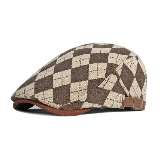 Vesari Check Pattern Flat Cap