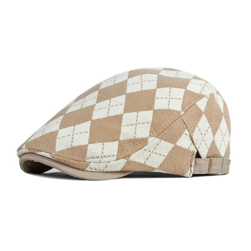 Vesari Check Pattern Flat Cap
