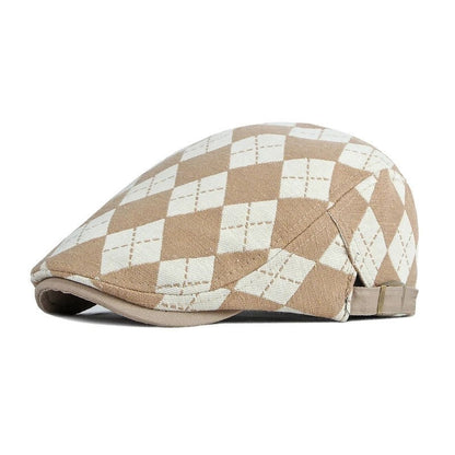 Vesari Check Pattern Flat Cap