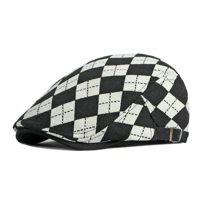 Vesari Check Pattern Flat Cap