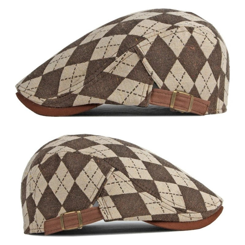 Vesari Check Pattern Flat Cap