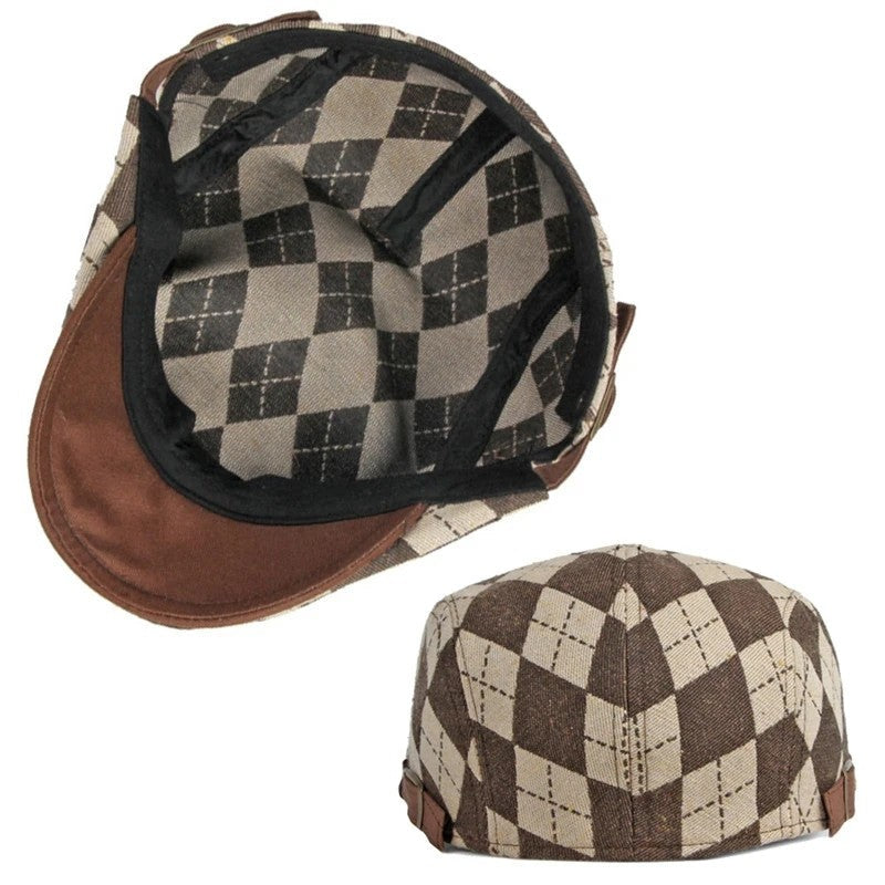 Vesari Check Pattern Flat Cap
