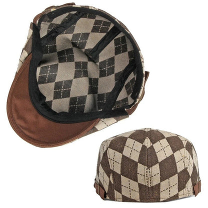 Vesari Check Pattern Flat Cap